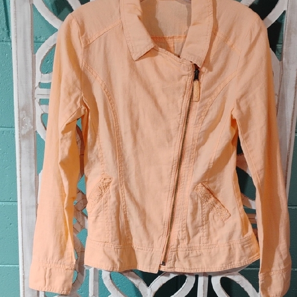 Maurices Jackets & Blazers - Maurices Light Peach Jean Jacket W Asymmetrical Zipper